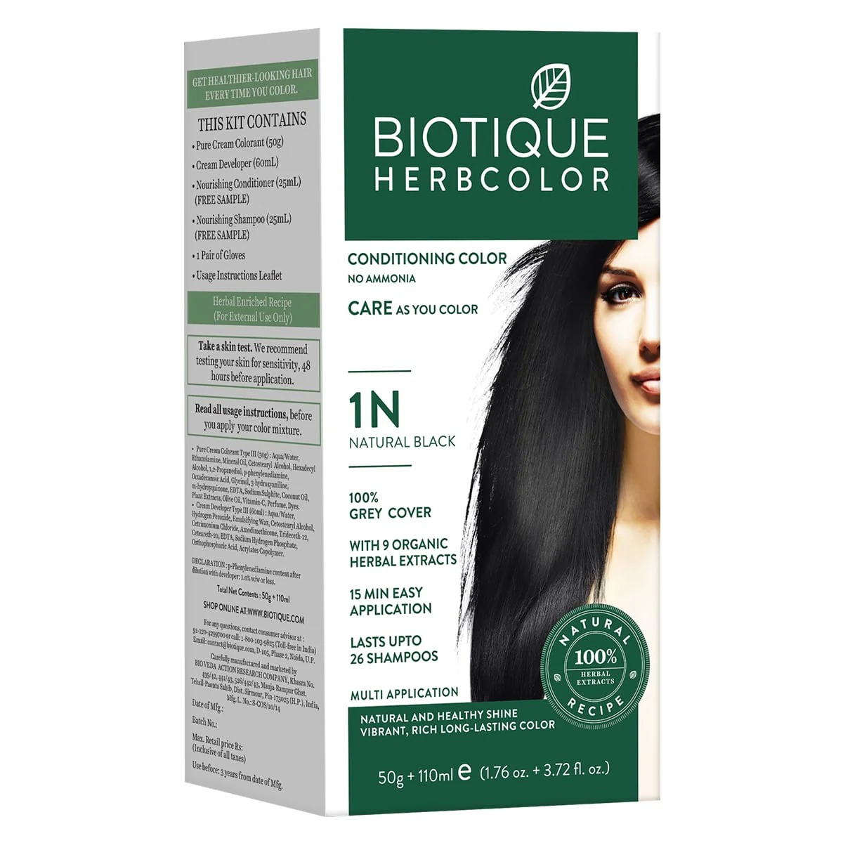 Biotique Natural Black Herb Color Hair Color 1N 50 Gm110Ml