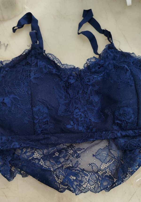 Navy Blue Colour Net Padded Bra For Size 32