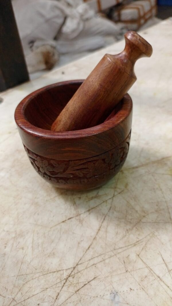 Wood Carver Wooden Carved Mortar And Pestle
