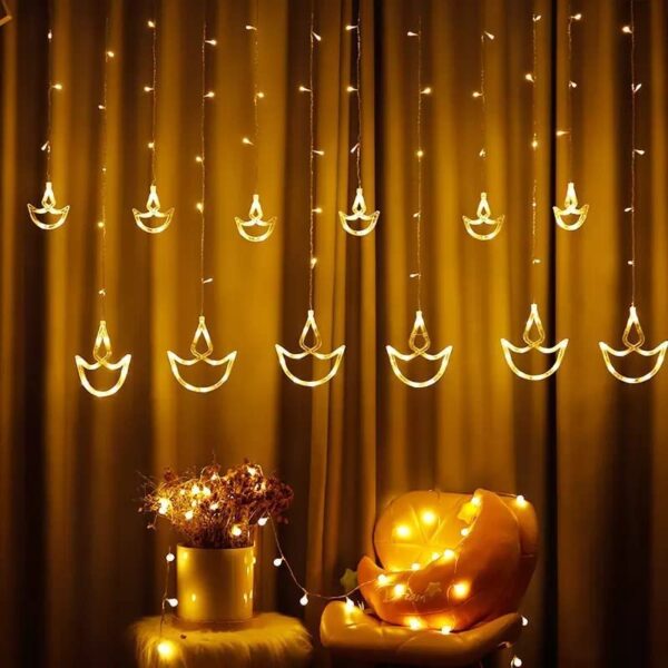 12 Diya 108 Led 8 Mode Controller Curtain String Lights Led Lights For Home Decoration