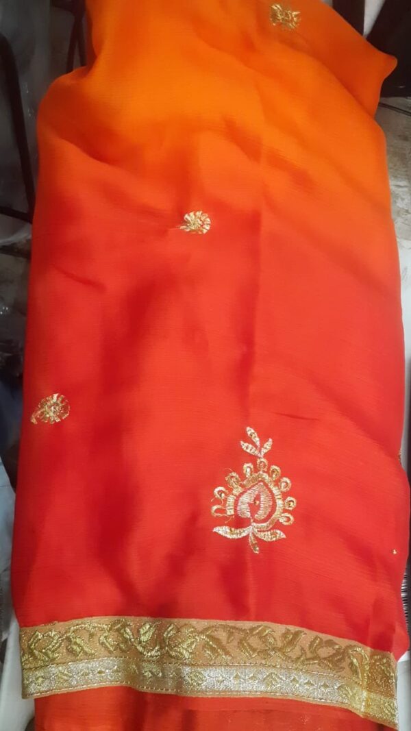 Saree For Women Colour Red Orange