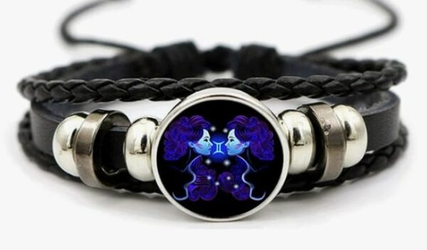 Zodiac Constellation Bracelets Zodiac Guardian Black Leather Bracelet For Man And Woman