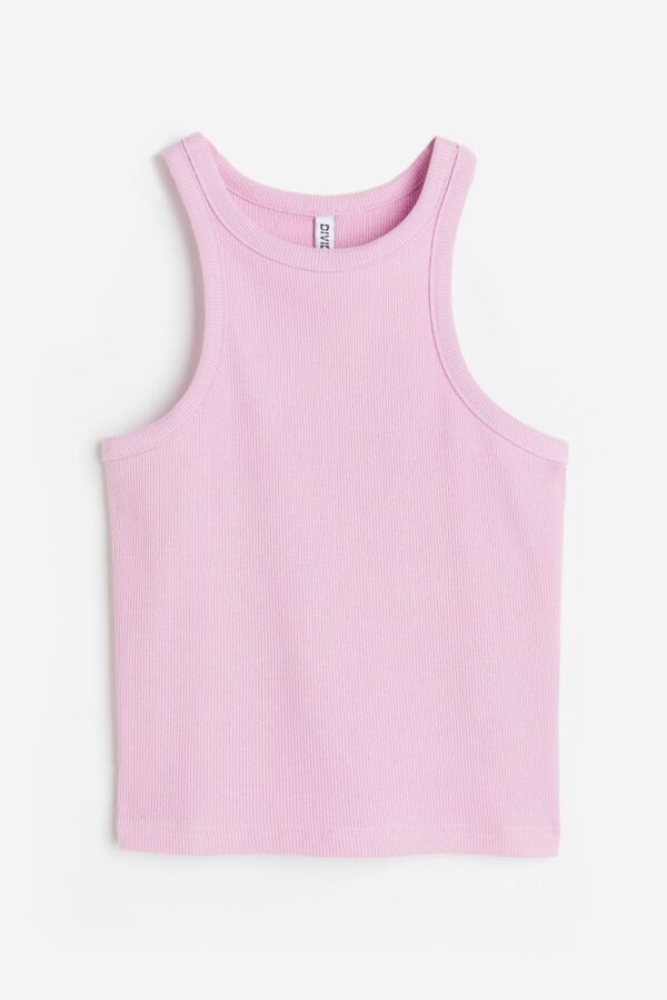 H And M Women Cropped Vest Top Pink Size S