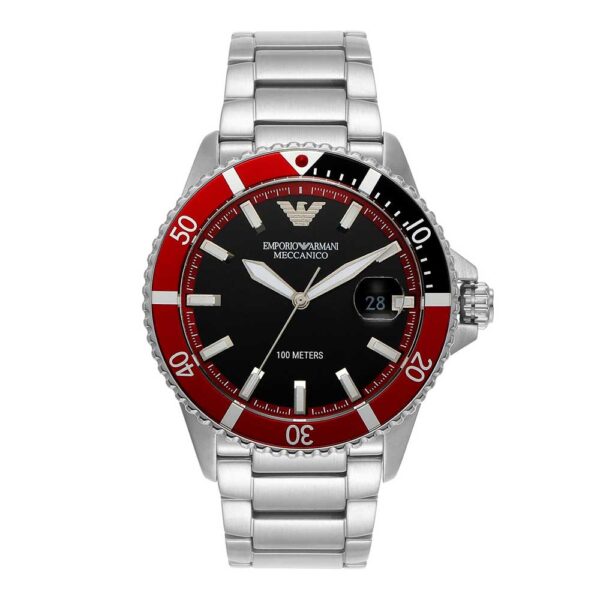 Emporio Armani Men Silver Diver Stainless Steel Analog Watch