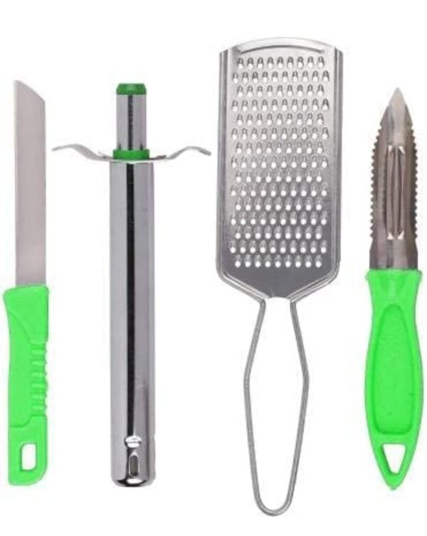 4In1 Set 1 Gas Glowlight Universal Lighter Vegetable Ken Peeler Grater Stainless Steel