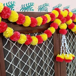 Nehal Arts Artificial Marigold Flowers And Tuberose Door Hangings Yellow Orange Toran Plastic