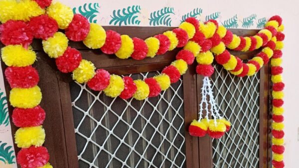 Nehal Arts Artificial Marigold Flowers And Tuberose Door Hangings Yellow Orange Toran Plastic