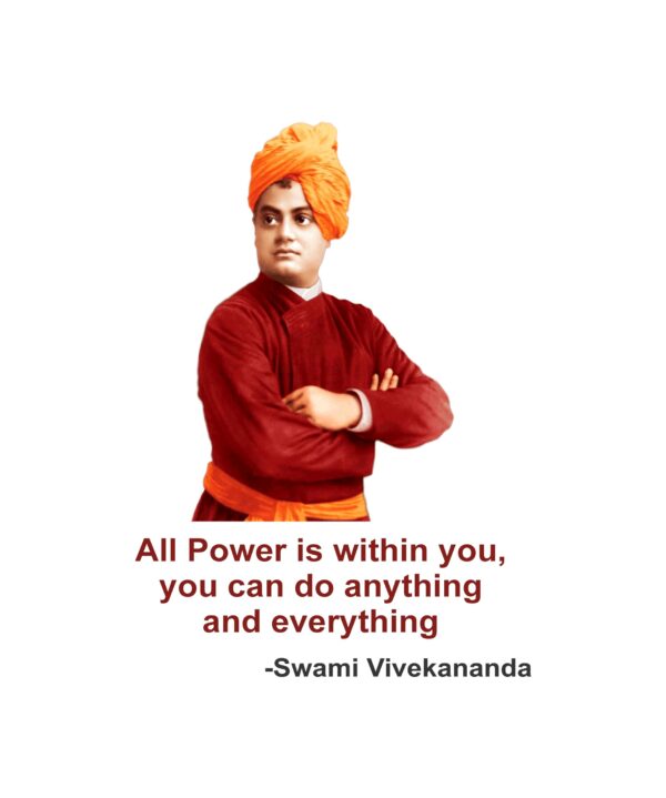 Swami Vivekananda With Quotes Wall Sticker Multicolor Pvc Vinyl 52Cmx60Cm