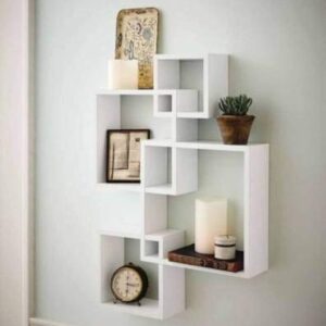 Wall Mount Square Shape Brown Wall Shelves Storage Wall Shelves 4 Shelves