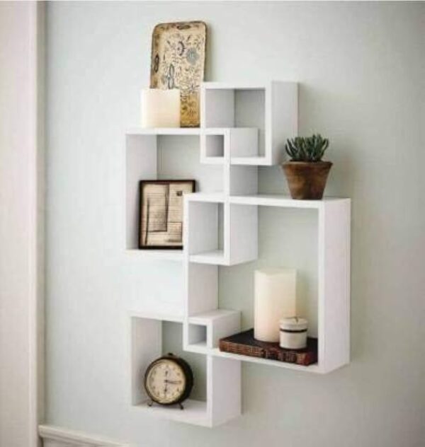 Wall Mount Square Shape Brown Wall Shelves Storage Wall Shelves 4 Shelves
