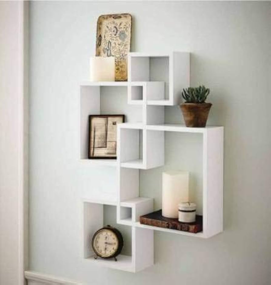 Wall Mount Square Shape Brown Wall Shelves Storage Wall Shelves 4 Shelves