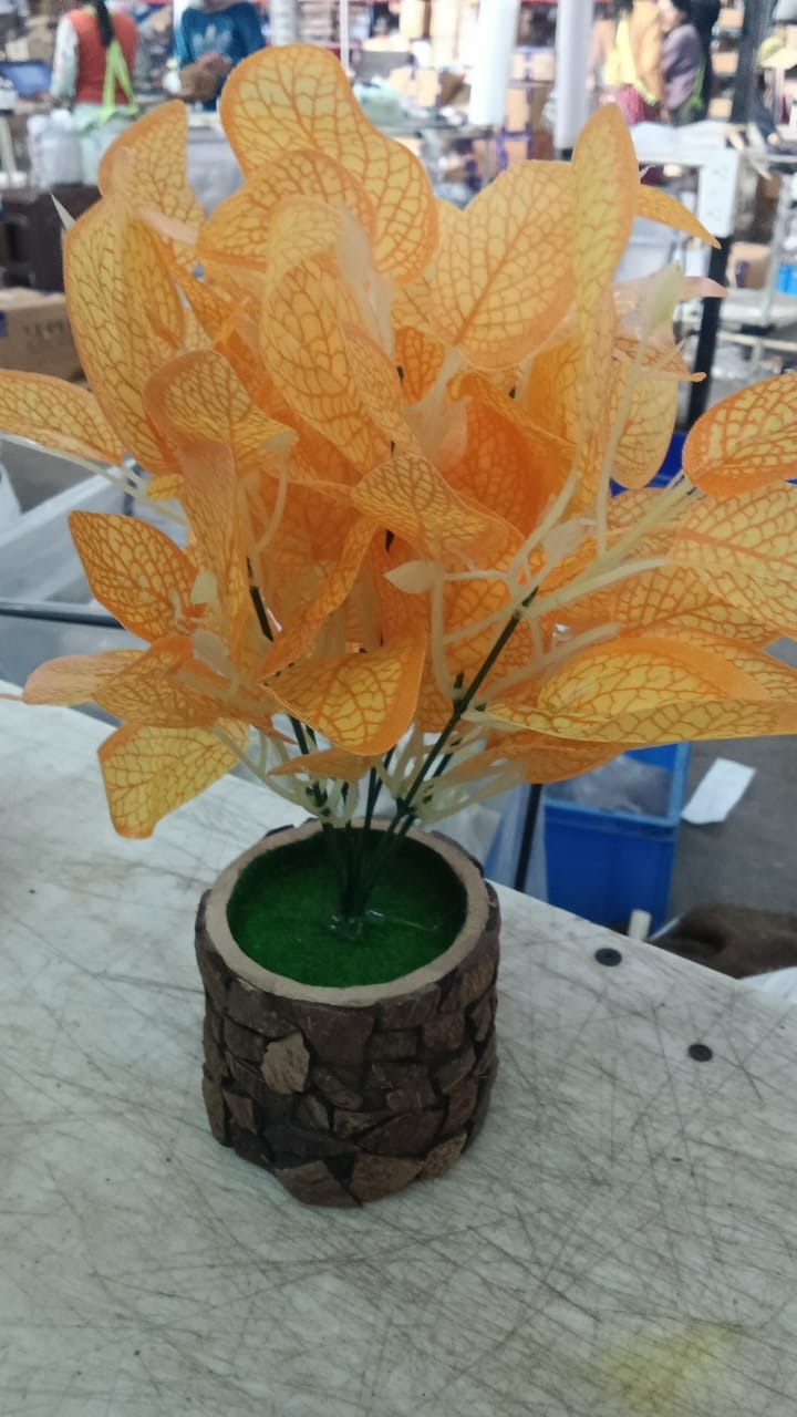 Money Plant With Rounded White Pot Artificial Plant With Pot Orange
