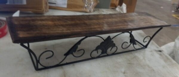 Wall Mounted Side Shelf Wooden Iron Wall Shelf