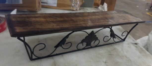 Wall Mounted Side Shelf Wooden Iron Wall Shelf