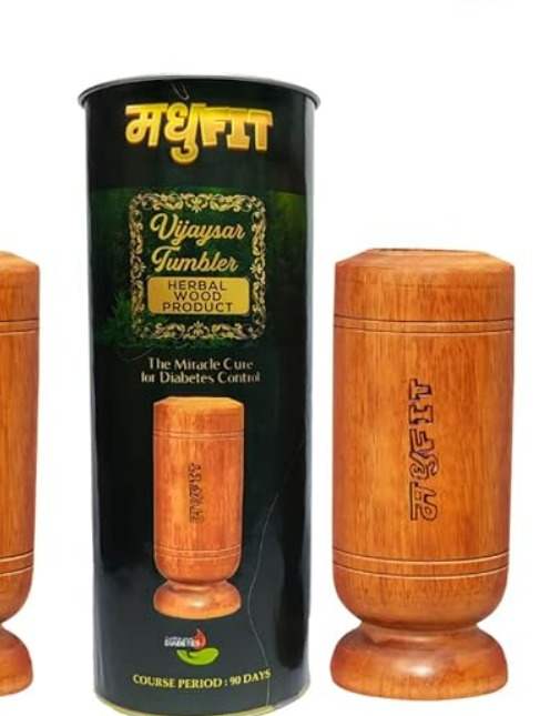 Madhu Fit Vijaysar Heartwood Ayurvedic Glass Tumbler Indian Kino Tree Wooden Tumbler