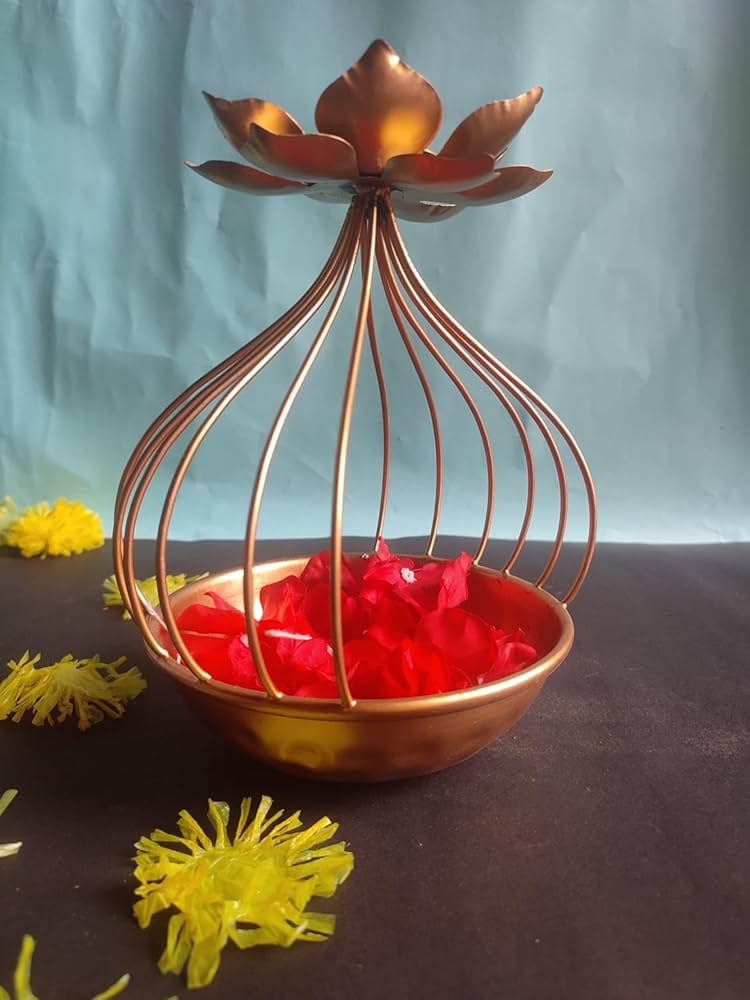 Star Wire Handicraft Metal Lotus Candle Diya Floating