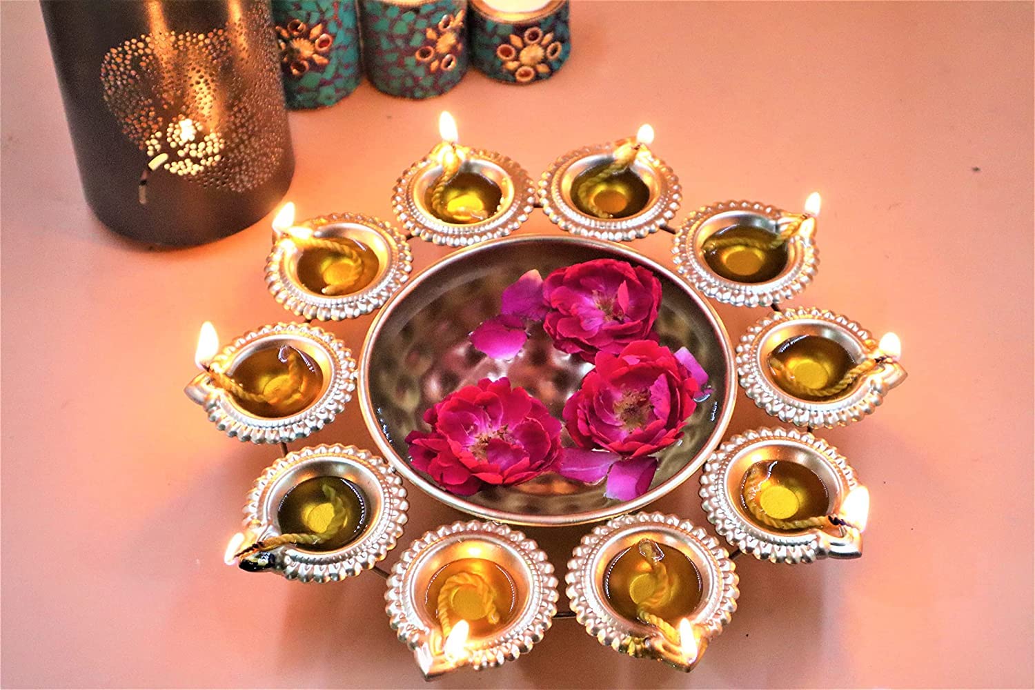 Handicraft Flower Shape Diya Decorative Urli Bowl