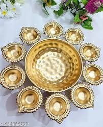 Golden Urli Bowl For Home Handcrafted Bowl For Floating Flowers