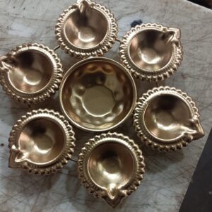 Decorative Metal Diya Traditional Golden Urli Bowl Set Of 2