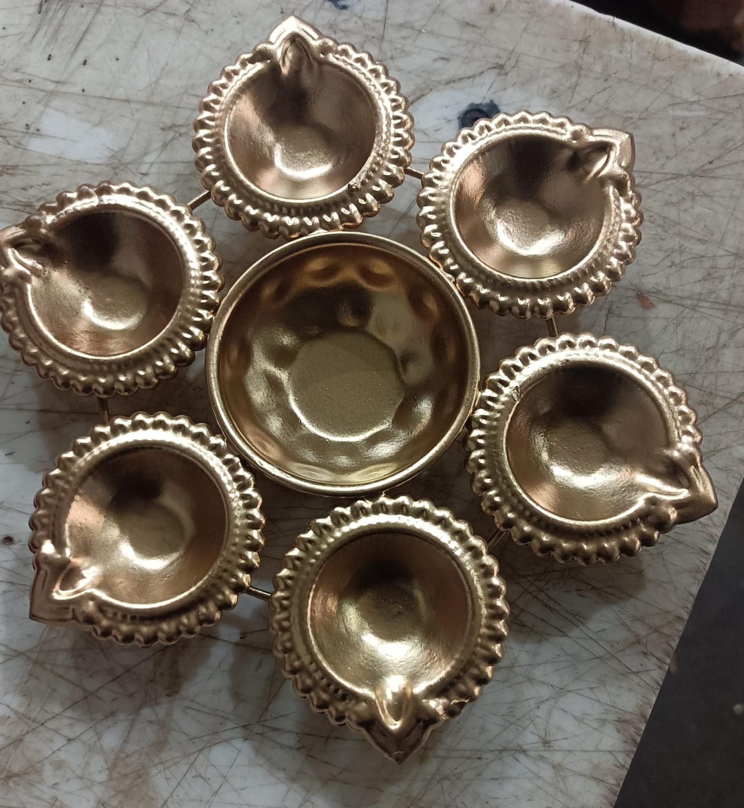 Decorative Metal Diya Traditional Golden Urli Bowl Set Of 2