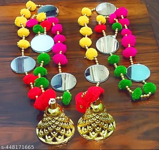 Sista Handmade Wall Decor Mirror With Jingle Bells Pack Of 4