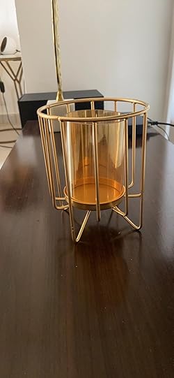 New Geometric Designer Gold Pillar Flower Vase With Removable Glass Modern Design