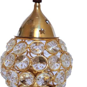 Crystal Oil Brass Akhand Diya Lamp Holder Stand For Pooja Room