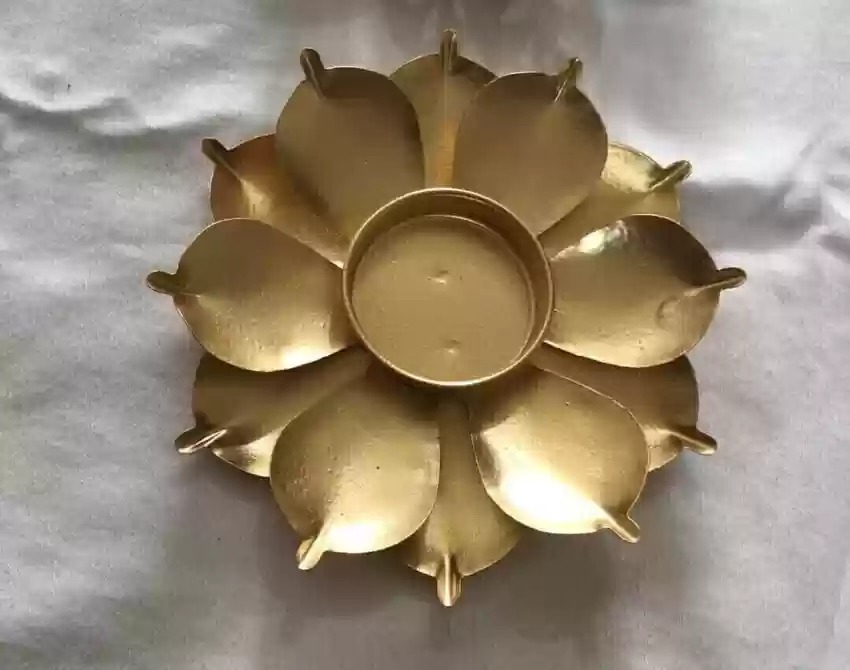 Vintage Boutique 0002 Aluminium 2 Cup Tealight Holder Set Gold Pack Of 2