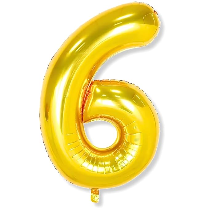 Flyloons 6 Number Golden Foil Balloon 16 Inch Size Birthday Decoration