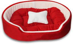 Soft Red Colour Velvet Sofa Shape With Bed Head Dog With Pillow