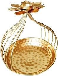 Golden Glossy Tea Light Candle Holder Cast Iron Urli