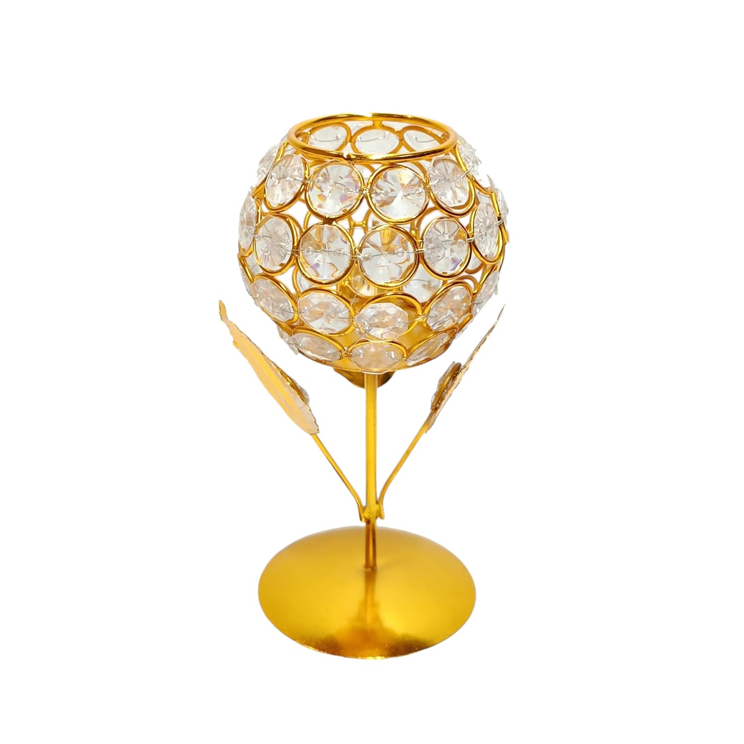 Golden Plated Crystal Candle Holder Tea Light Stand