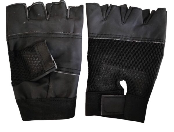 Black Color Leather Gym Gloves For Weight Lifting