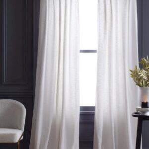Quince Cotton Slub Blackout Curtain Size 48 X 96 Cloud White Set Of 2