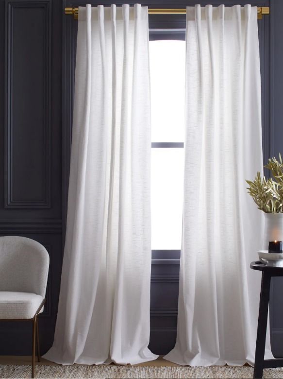 Quince Cotton Slub Blackout Curtain Size 48 X 96 Cloud White Set Of 2