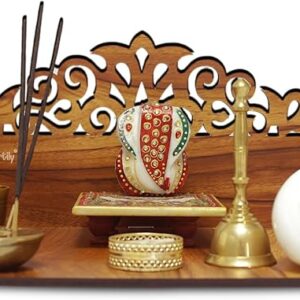 Rudra Wall Mounted Wooden Home Pooja Temple Mandir Brown Color
