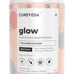 Cureveda Collagen Glow Powder Brighter Youthful Skin Supplement With Rose Water 300 Gm