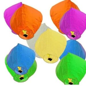 Multicolor Paper Colorful Make A Wish High Flying Sky Parachute Hot Air Wax Candle Pack Of 8