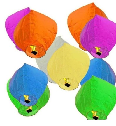 Multicolor Paper Colorful Make A Wish High Flying Sky Parachute Hot Air Wax Candle Pack Of 8