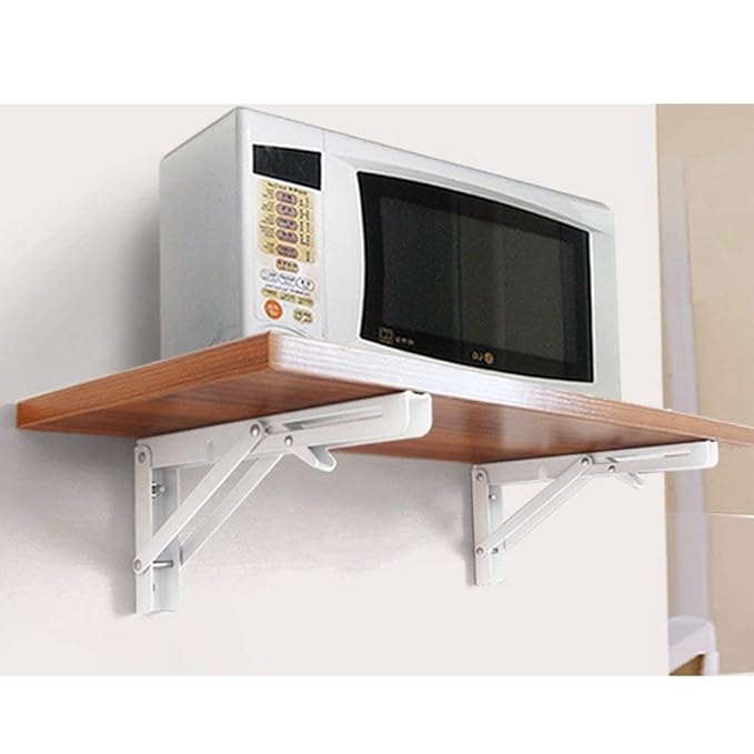 Folding Wall Mounted Wooden Microwave Oven Shelf