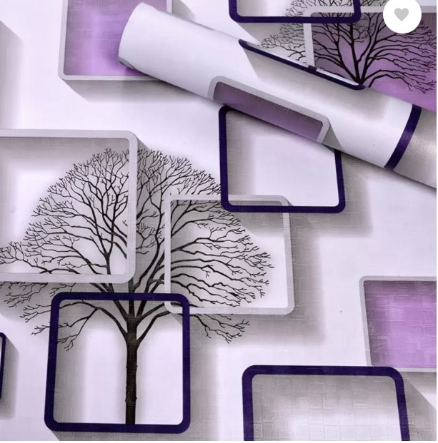 Maefele 304 Cm Abstract Geometric Design Self Adhesive Pvc Wallpaper In Purple