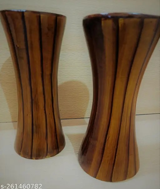 Brown Wonderful Flower Pot Wooden Vowel Style Setto2