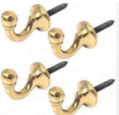 Ball End Curtain Tie Backs Screw In Hooks Available In Golden Colour Pack Of 4