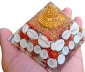 Natural Orgone Gomti Red And White Chirmi Seeds Rudraksha And Kauri For Wealth Mahalaxmi Pyramid