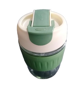 Green Travel Coffee Mug With Dual Lid And Silicone Sleeve