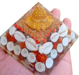 Natural Orgone Gomti Chakra Shree Yantra Red And White Chirmi And Kauri For Wealth Mahalaxmi Pyramid