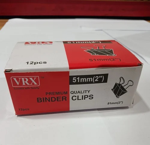 Black 51Mm Binder Clips For School Pack Of 12