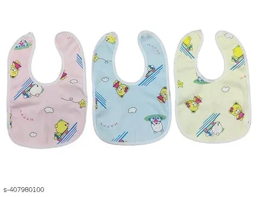 Stylish Bibs Hriday Printed Baby Apron Bib Fast Dry Waterproof Pack Of 3 Multicolor