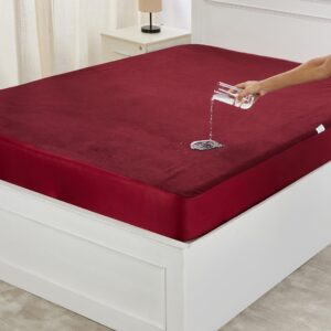Solimo Water Resistant Cotton Mattress Protector Single Bed Size 72X36 Inch Beetroot