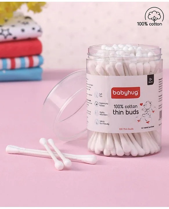 Babyhug Paper Stick Thin Cotton Buds 100 Pieces